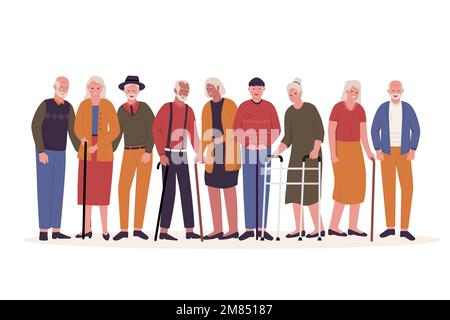 Gruppe von Cartoon-Zeichen der Großeltern - Vektorgruppe. Abbildungen für Websites, Landing-Pages, mobile Apps, Poster und Banner. Trendiger Flachvektor i Stock Vektor