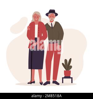Ältere Paare Cartoon-Figuren Vektorset. Abbildungen für Websites, Landing-Pages, mobile Apps, Poster und Banner. Trendige Flachvektordarstellung Stock Vektor