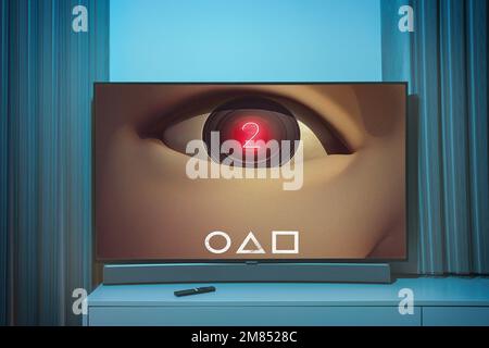 Fernsehsendung im Fernsehen. Squid Game Season 2 auf Netflix. Stockfoto