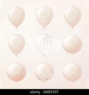 Einzelne Partei Ballon Element Vektor-Set Aufkleber für Geburtstag Thema Stock Vektor