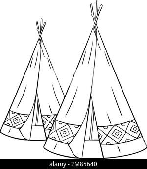 Indianischer Indianer Tepee Isolierte Farbgebung Stock Vektor