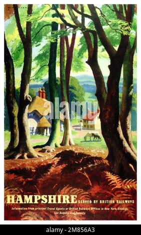 Hampshire. British Railways von Alan Durman (1905-1963). Poster wurde 1962 in Großbritannien veröffentlicht. Stockfoto