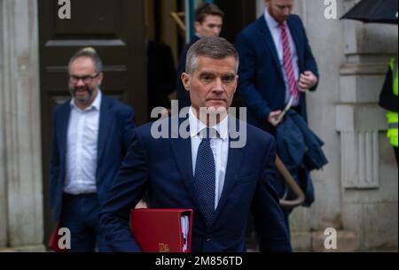 London, England, Großbritannien. 12. Januar 2023. Minister für Verkehr, MARK HARPER, wird beim Verlassen des Kabinetts gesehen. (Kreditbild: © Tayfun Salci/ZUMA Press Wire) NUR REDAKTIONELLE VERWENDUNG! Nicht für den kommerziellen GEBRAUCH! Stockfoto