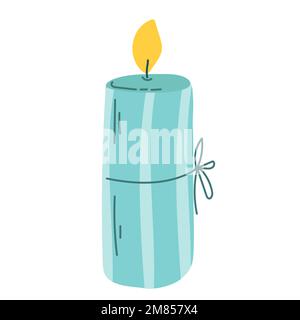 Brennende aromatische Wachs- oder Paraffinkerzen zur Aromatherapie, isoliert auf hellem Hintergrund. Süße Hygge-Dekoration, dekoratives Dekorelement für die Feiertage Stock Vektor