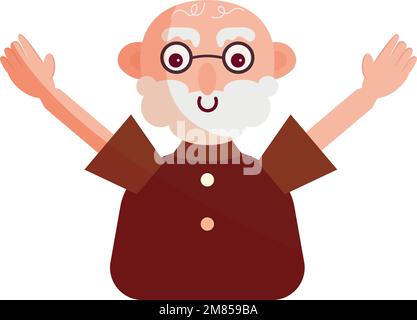 Isolierter, glücklicher Großvater-Zeichentrickfilm-Vektor Stock Vektor