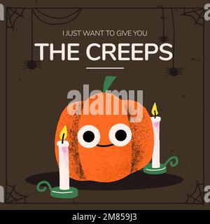 Social Media Post Vorlage Vektor, Halloween Kürbis Illustration mit Gruß Stock Vektor