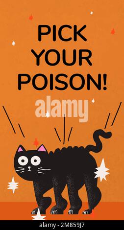 Halloween Instagram Story Vorlage Vektor, wählen Sie Ihr Gift mit niedlichen schwarzen Katze Stock Vektor
