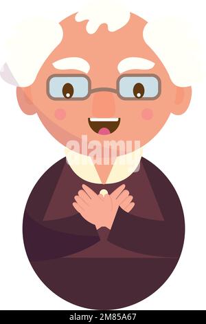 Isolierter, glücklicher Großvater-Zeichentrickfilm-Vektor Stock Vektor