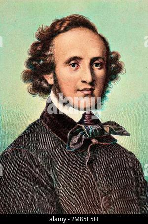 Portrait de Felix Mendelssohn Bartholdy (1809-1847), Chefkoch d'orchestre et Compositeur Gallemand. Stockfoto