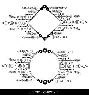 Feathers boho celtic quadratische Rahmen Stock Vektor