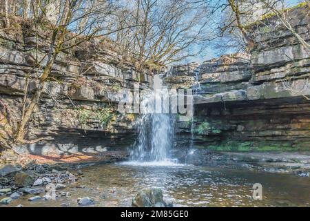 Summerhill Force Wasserfall auf Bow Lee Beck, Upper Teesdale, innerhalb der North Pennines AONB. Stockfoto