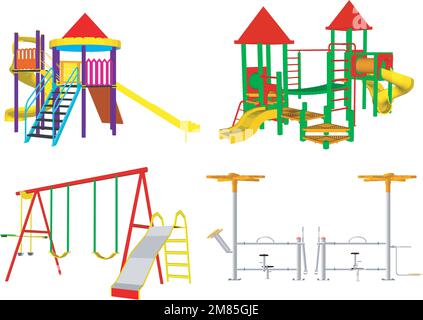 Kinderspielplatz auf weißem Hintergrund Stock Vektor