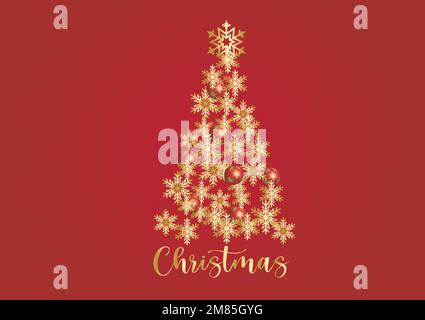 Merry Christmas and Happy New Year Kollektion mit Grußkarten, Postern, Weihnachtseinlagen, Weihnachtsdekorationen mit wunderschönen Schneeflocken in modernen Linienzeichnungen Stock Vektor