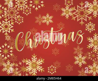 Merry Christmas and Happy New Year Kollektion mit Grußkarten, Postern, Weihnachtseinlagen, Weihnachtsdekorationen mit wunderschönen Schneeflocken in modernen Linienzeichnungen Stock Vektor