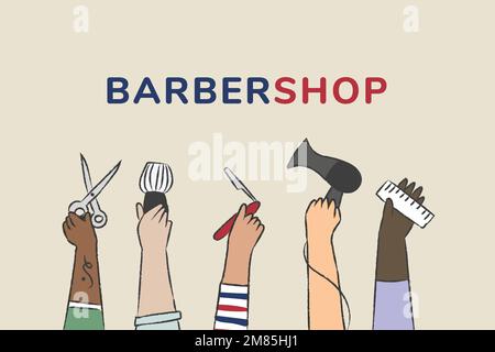 Vektor für Job-Vorlagen mit Barbershop-Text Stock Vektor