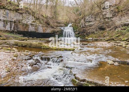 Cauldron Falls auf Walden Beck in West Burton, Wensleydale, Yorkshire Dales Stockfoto