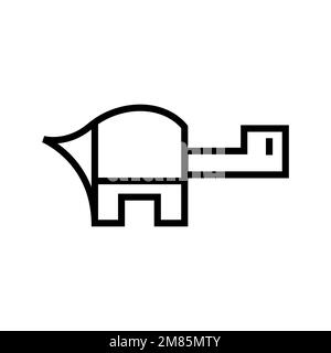 Schildkrötensymbol im Strichkunststil auf weißem Hintergrund für Druck und Design. Vektordarstellung. Stock Vektor