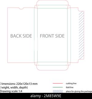 Schokoladenverpackungen. Gestanzte Verpackung mit Schneid- und Falzlinien. Vektor. Stock Vektor
