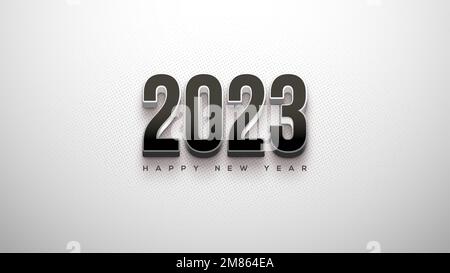 Einfach und modern: Frohes neues Jahr 2023 mit markanten 3D-Nummern Stockfoto