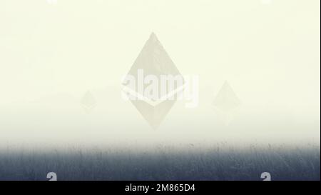 Pyramide schwimmt in der Luft Stockfoto