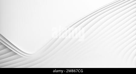 Weißes, strukturiertes Hintergrundbanner mit minimalem abstraktem Wellenmuster Stockfoto