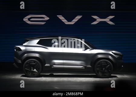 Greater Noida, Uttar Pradesh, Indien. 11. Januar 2023. Maruti Suzuki Concept SUV EVX auf der Auto Expo 2023 in Greater Noida vorgestellt. (Kreditbild: © Kabir Jhangiani/ZUMA Press Wire) NUR REDAKTIONELLE VERWENDUNG! Nicht für den kommerziellen GEBRAUCH! Stockfoto