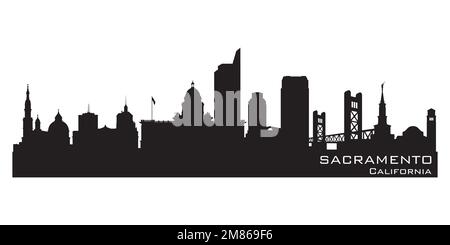 Die Skyline von Sacramento California mit detaillierter Vektorsilhouette Stock Vektor