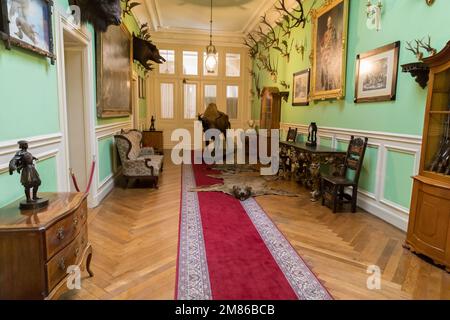 Hochberger Familienpalast Museum in Pszczyna, reichhaltiges Innenleben des Gebäudes. Stockfoto