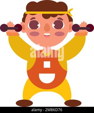 Isolierter, glücklicher Bodybuilder Cartoon-Charakter Vector Stock Vektor