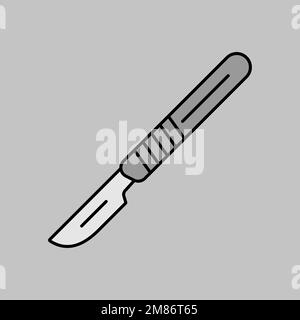 Chirurgische Werkzeuge für Operationen Skalpellvektor Graustufensymbol. Medizinisches und medizinisches Hilfszeichen. Diagrammsymbol für Design medizinischer Websites und Apps, Protokoll Stock Vektor