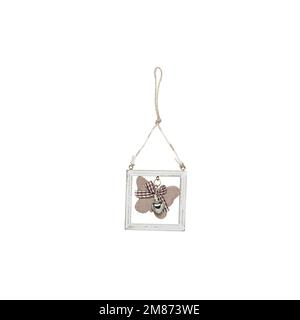 Schnürzeug zum Aufhängen mit verschiedenen Figuren. Geschenk zu Weihnachten, Ostern, Valentinstag, Feiertag, Winter, Sommer, Frühling, Geburtstag Stockfoto