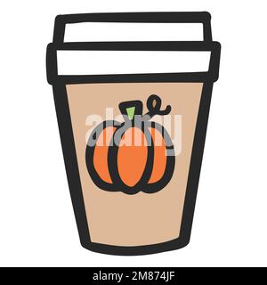 Kürbis Gewürz Latte Coffee für Oktober oder Herbst Stock Vektor