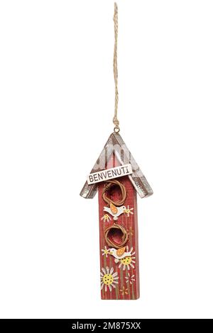 Schnürzeug zum Aufhängen mit verschiedenen Figuren. Geschenk zu Weihnachten, Ostern, Valentinstag, Feiertag, Winter, Sommer, Frühling, Geburtstag Stockfoto