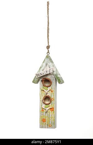 Schnürzeug zum Aufhängen mit verschiedenen Figuren. Geschenk zu Weihnachten, Ostern, Valentinstag, Feiertag, Winter, Sommer, Frühling, Geburtstag Stockfoto