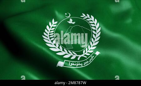 3D Illustration einer wackelnden pakistanischen Provinzflagge von Khyber Pakhtunkhwa Stockfoto