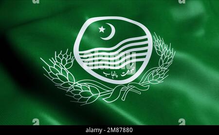 3D Illustration einer wackelnden pakistanischen Provinzflagge von PunjabPunjab Stockfoto