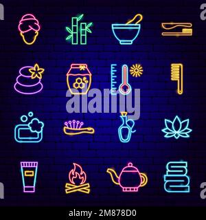 Spa Salon Neon Icons Stock Vektor