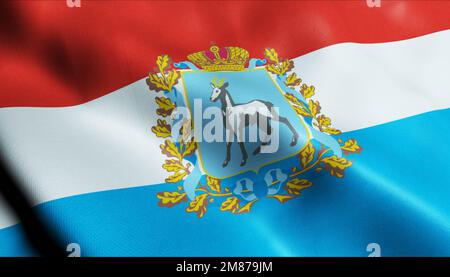 Bundessubjekte der russischen Flagge des Oblast Samara Stockfoto