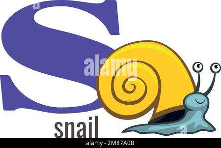 Das Wort. Schneckentier mit englischem Buchstaben Stock Vektor