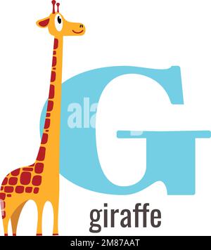 G für Giraffenkarte. Englischer Vokabelbuchstabe Stock Vektor