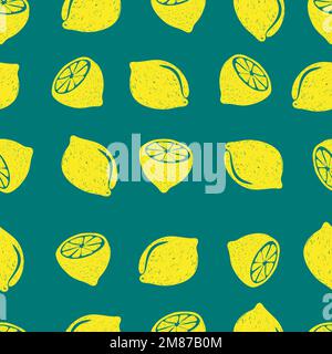 Doodle-Zitronen-Muster. Vektorfrucht-Hintergrund. Stock Vektor