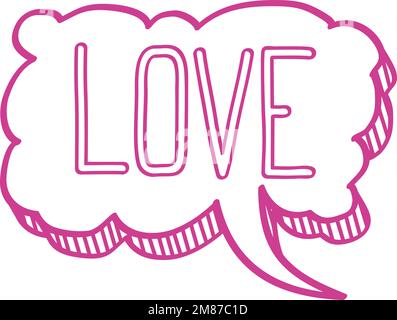 Liebesbotschaft-Doodle. Handgezeichnete Sprachwolke Stock Vektor