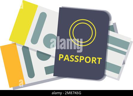 Reisepass und Flugtickets. Symbol für Flugreisen Stock Vektor