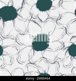 Nahtlos einfaches, niedliches Muster aus Groß auf weißem Hintergrund. Endlose Blumenverzierung mit wunderschönen Blüten. Farbenfroher Hintergrund für Stoff, Textil, Leinen Stock Vektor