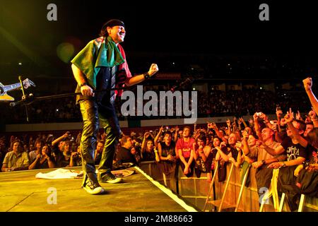 Klaus Meine, Sänger und Gründer der deutschen Rockband-Skorpione, lebt auf der Bühne. Lissabon, 2011 Stockfoto