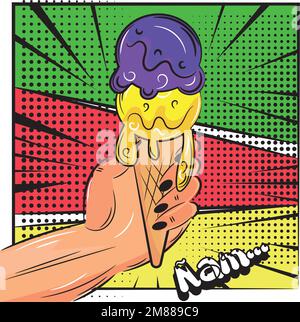 Eine Hand, die eine Eisskizze hält Comic Page Vector Stock Vektor