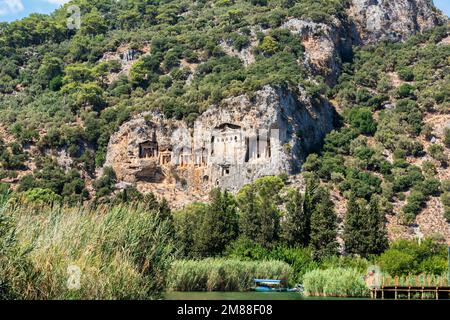 Tempelgräber in Kaunos, Dalyan in der Türkei Stockfoto