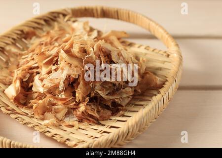 Nahaufnahme Bonito Flocken Japanisches Katsuobushi Stockfoto