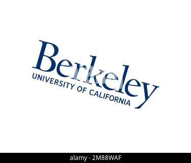 University of California Berkeley, gedrehtes Logo, weißer Hintergrund B Stockfoto