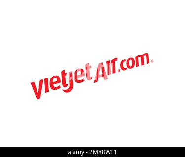 VietJet Air, gedrehtes Logo, weißer Hintergrund Stockfoto